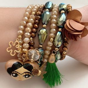 Green creamy bracelet set